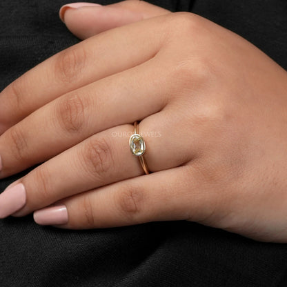 Yellow Old Mine Cushion Bezel Set Solitaire Ring Ring