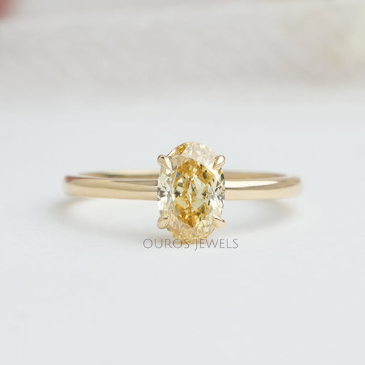 Yellow Oval Cut Lab Grown Solitaire Diamond Ring Rings