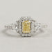 Yellow Radiant Cut Halo Three Stone Engagement Ring