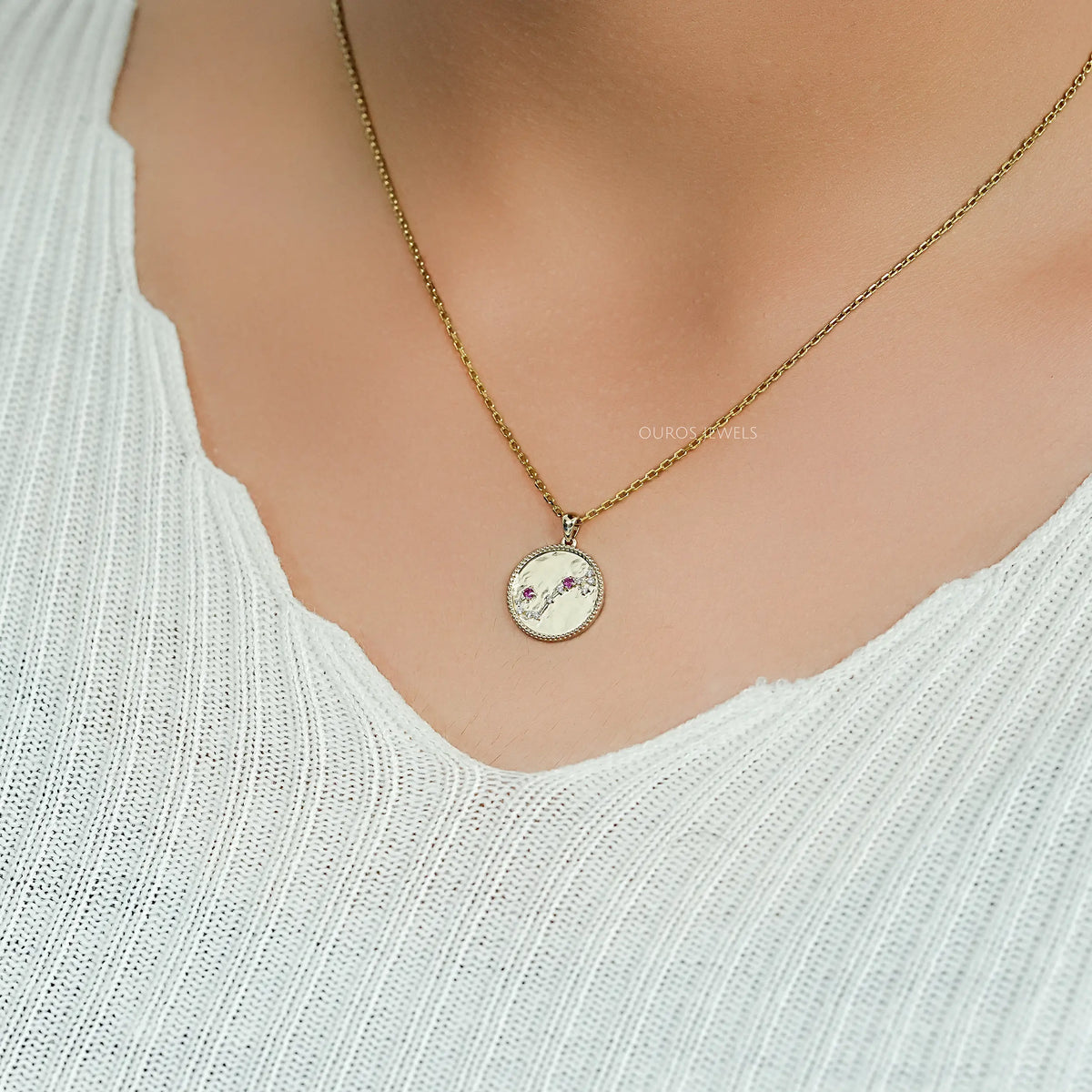 Scorpio Zodiac Sign Purplish Pink Gemstone Pendant Necklaces