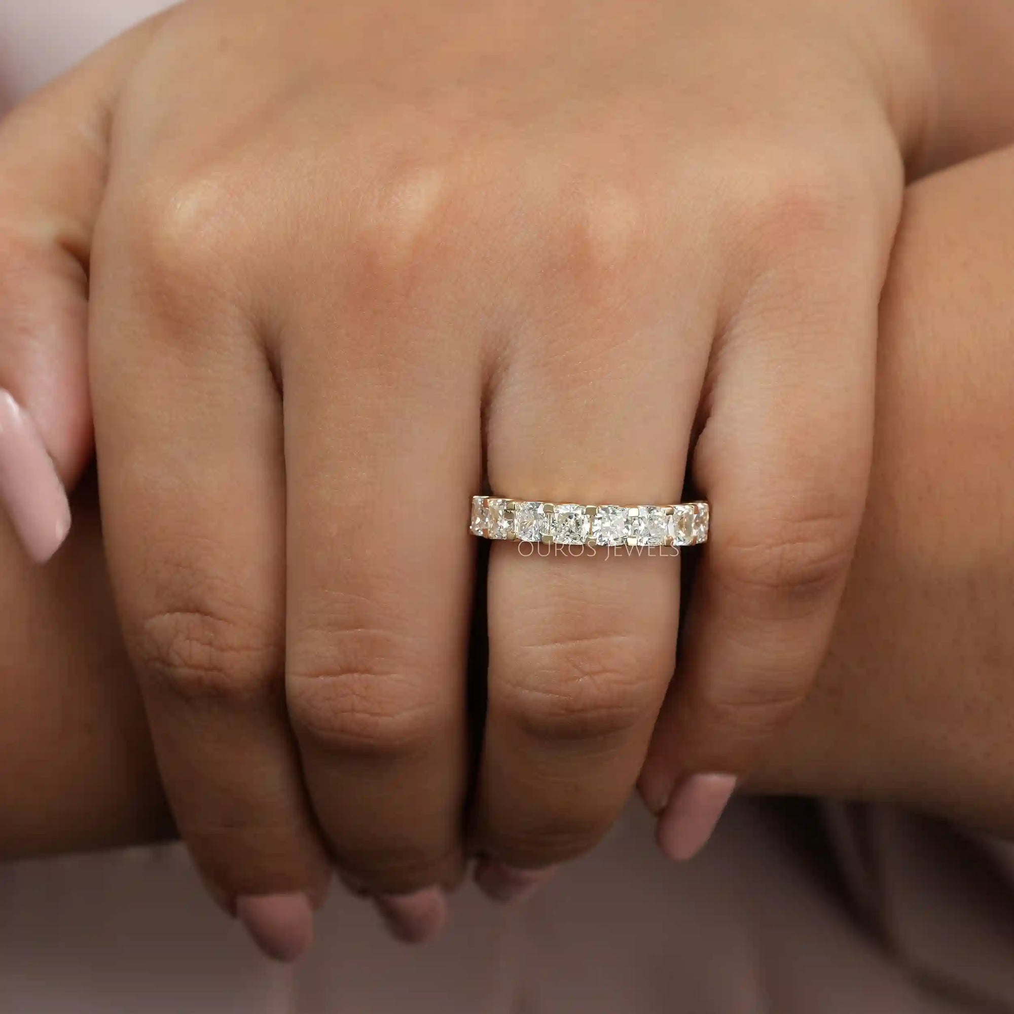 Lab Grown Cushion Diamond Half Wedding Band