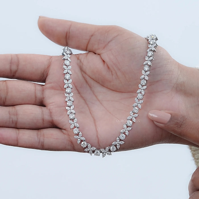 Marquise & Round Diamond Choker Necklace Necklaces