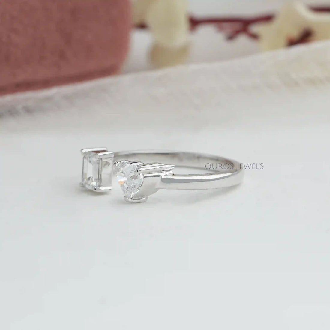 Emerald & Heart Cut Lab Grown Diamond Toi Et Moi Ring