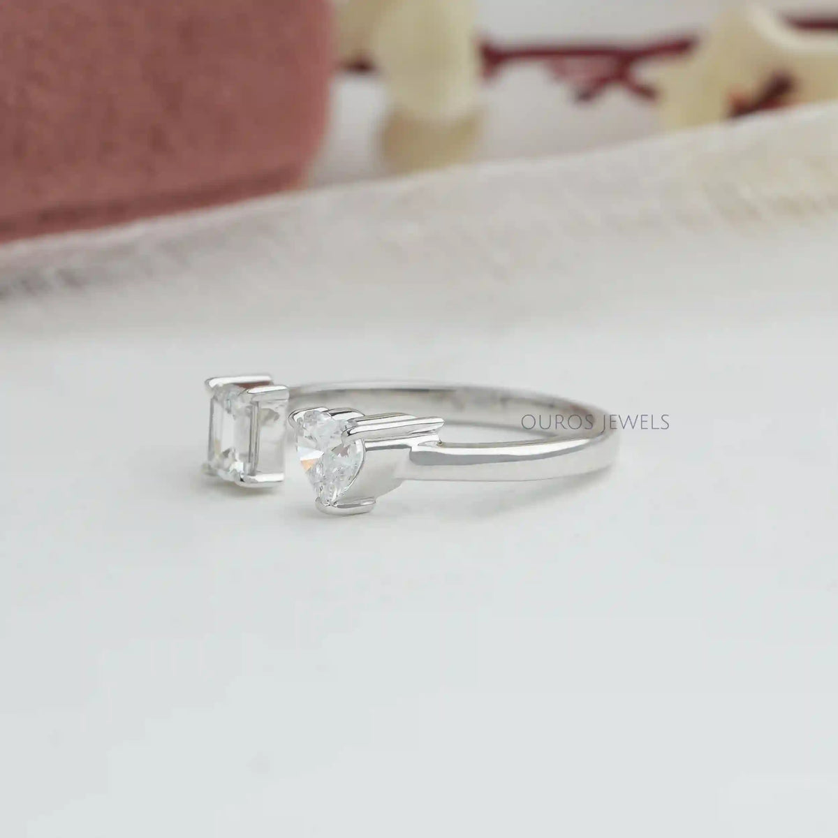 Emerald & Heart Cut Lab Grown Diamond Toi Et Moi Ring