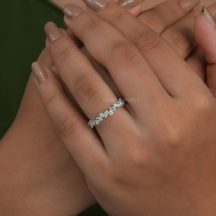 Marquise And Round Cut Lab Grown Diamond Eternity Wedding Band