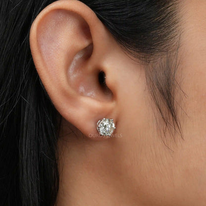 Old European Round Diamond Stud Earrings Earring
