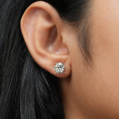 Old European Round Diamond Stud Earrings Earring