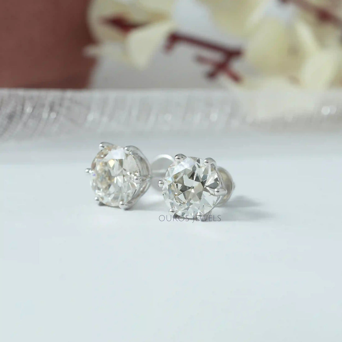 Old European Round Diamond Stud Earrings Earring