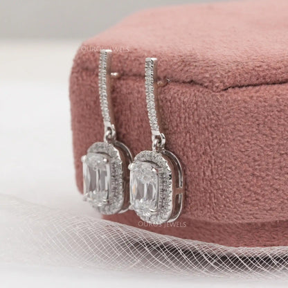 Halo Old Mine Cushion Cut Dangle Earrings Earrings