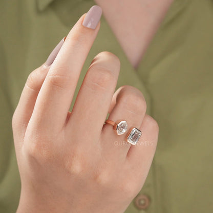 Criss Cut And Moval Diamond Toi Et Moi Engagement Ring