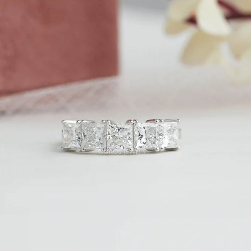 Five Stone Princess Cut Lab Diamond Ring Rings