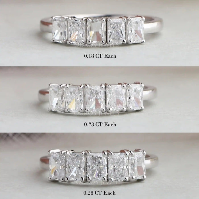 Five Stone Radiant Cut Lab Grown Diamond Ring Rings