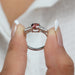 Three Stone Red Round Diamond Engagement Ring