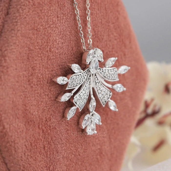 Marquise And Round Cut Cluster Diamond Pendant