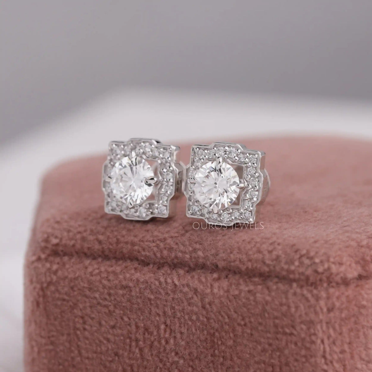 Round Cut Lab Diamond Halo Stud Earrings Earring