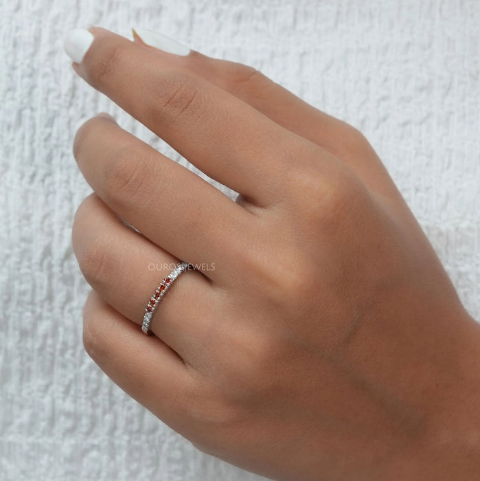 Fancy Round Cut Lab Grown Diamond Stacking Ring Rings
