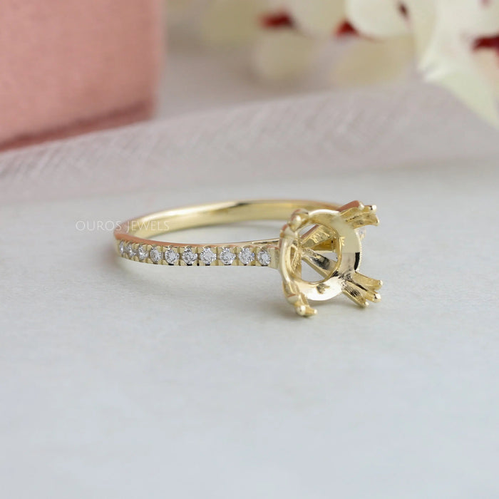 Semi Mount Solitaire Accent Diamond Engagement Ring