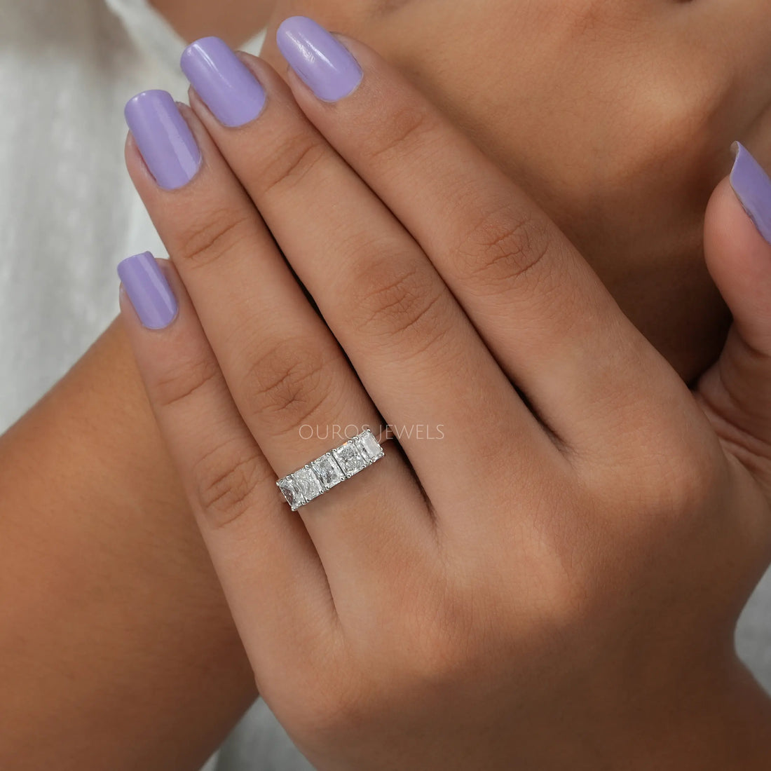 Five Stone Radiant Cut Lab Grown Diamond Ring Rings