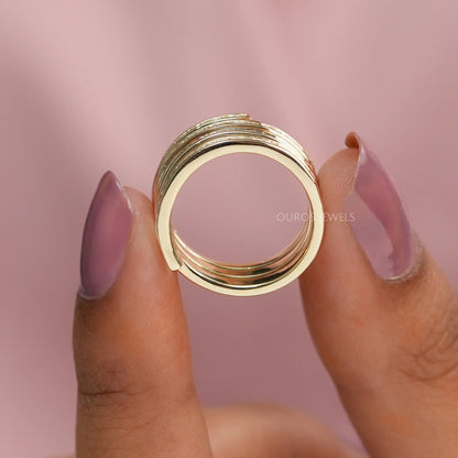 Baguette Cut Lab Diamond Spiral Band Rings