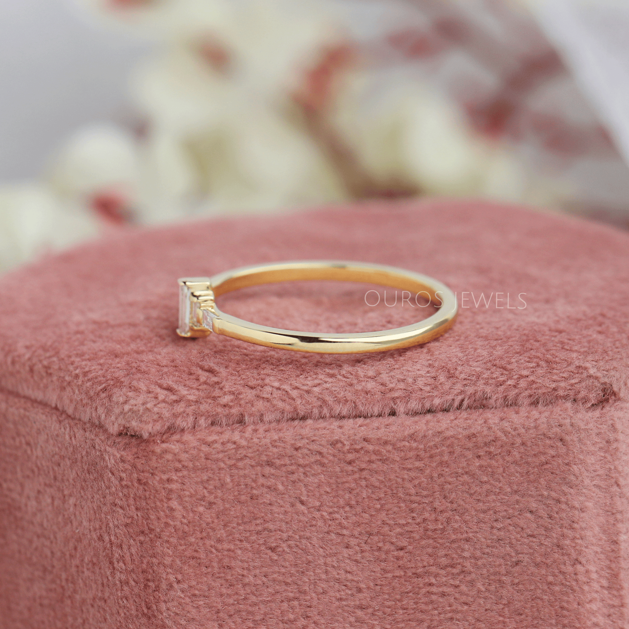Baguette Cut Lab Diamond Dainty Ring