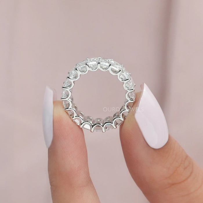Emerald Cut Lab Diamond Full Eternity Wedding Band
