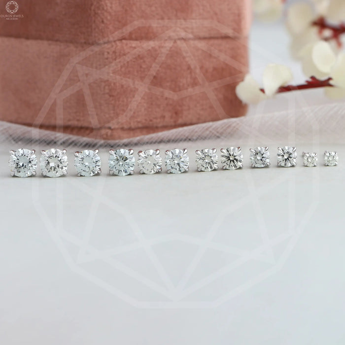 Round Shape Light Green Lab Diamond Stud Earring