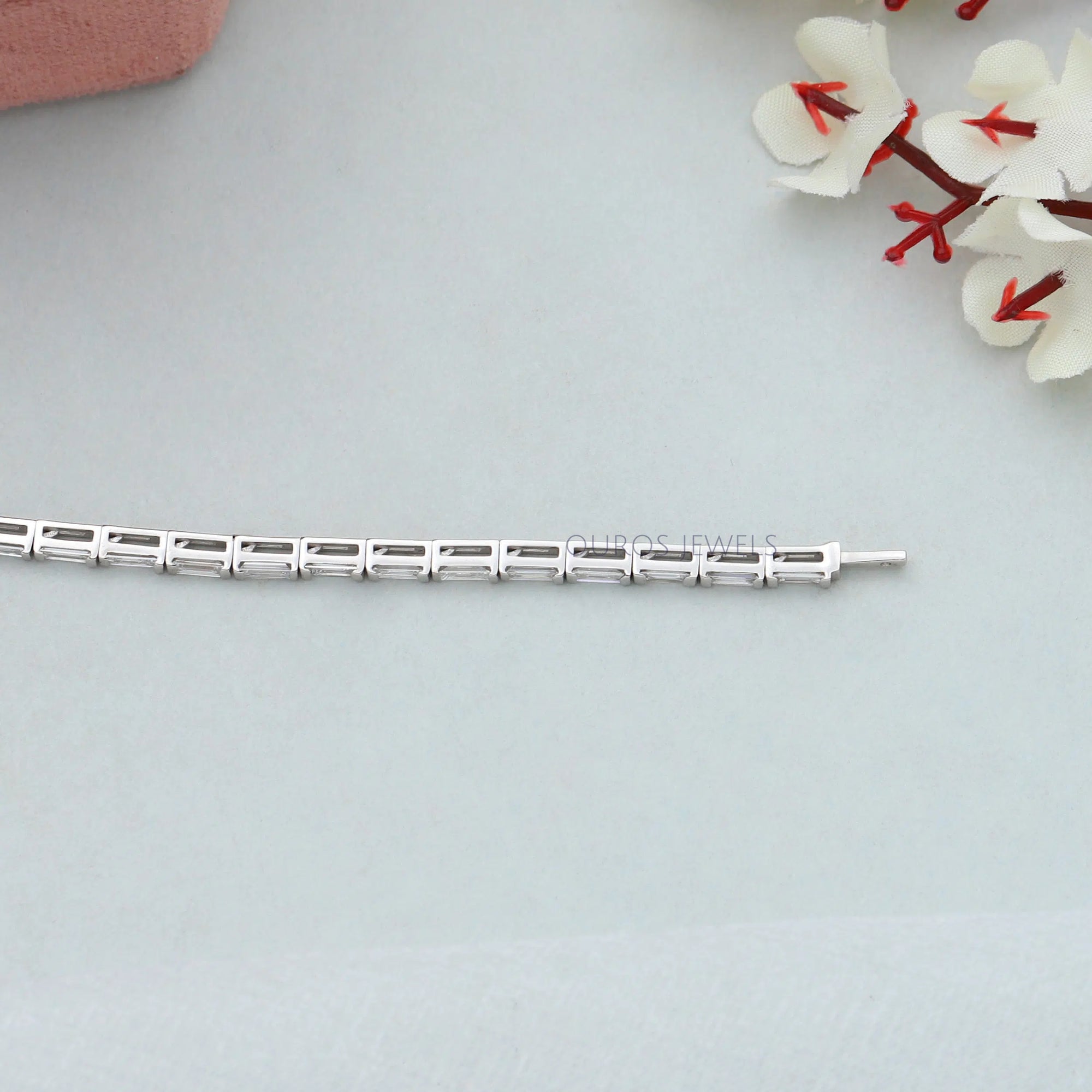 Baguette Cut Half Bezel Set Bracelet