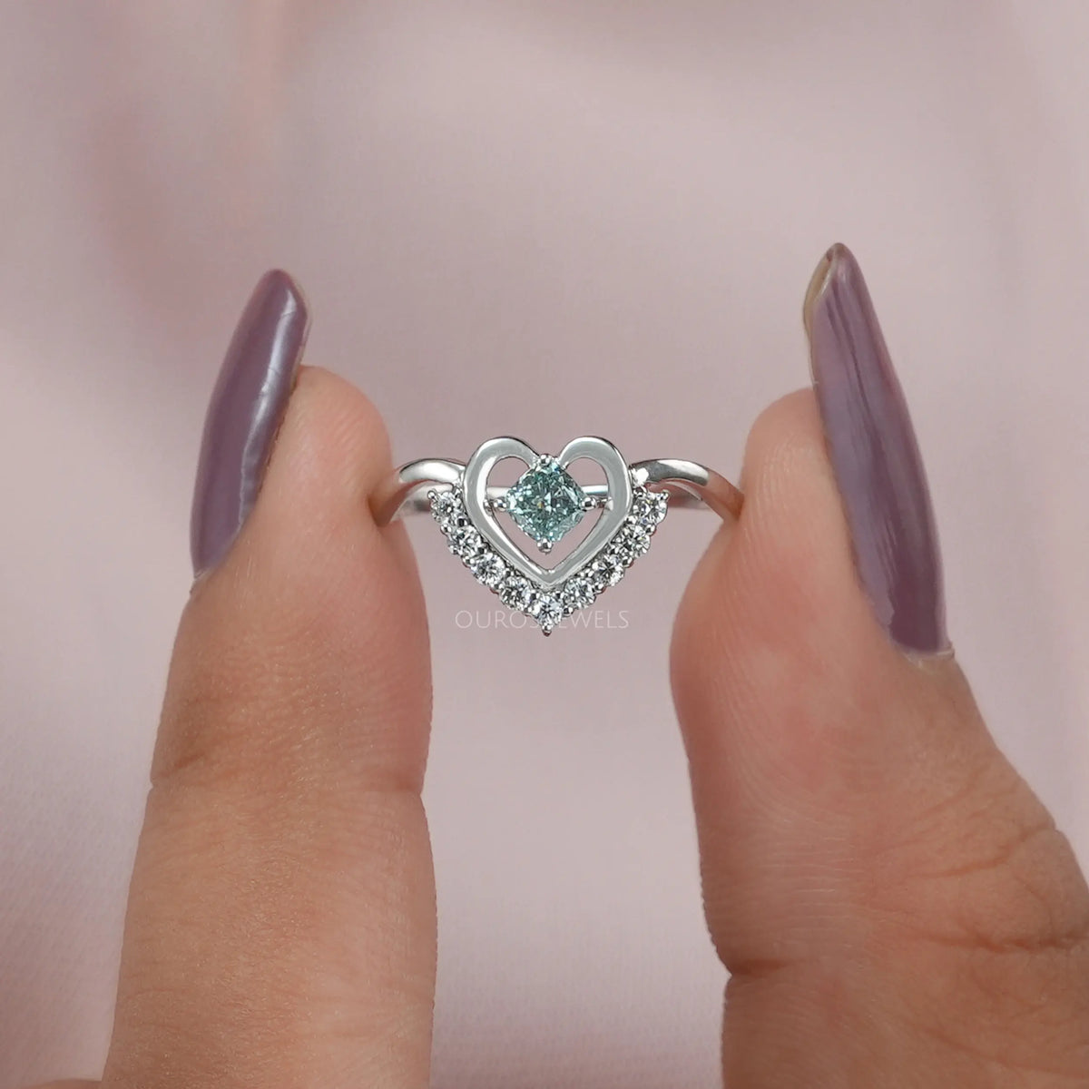 Heart Shape Cushion Diamond Dainty Ring