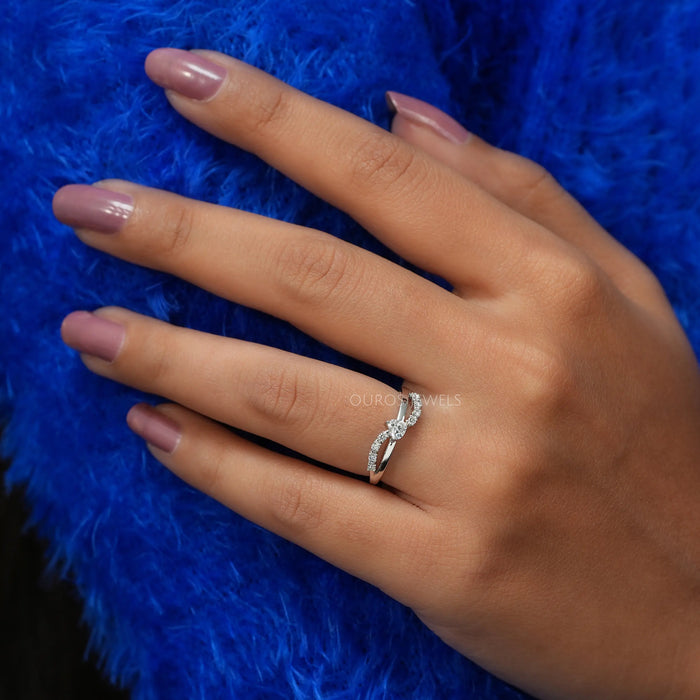 Heart Cut Solitaire Accent Engagement Ring