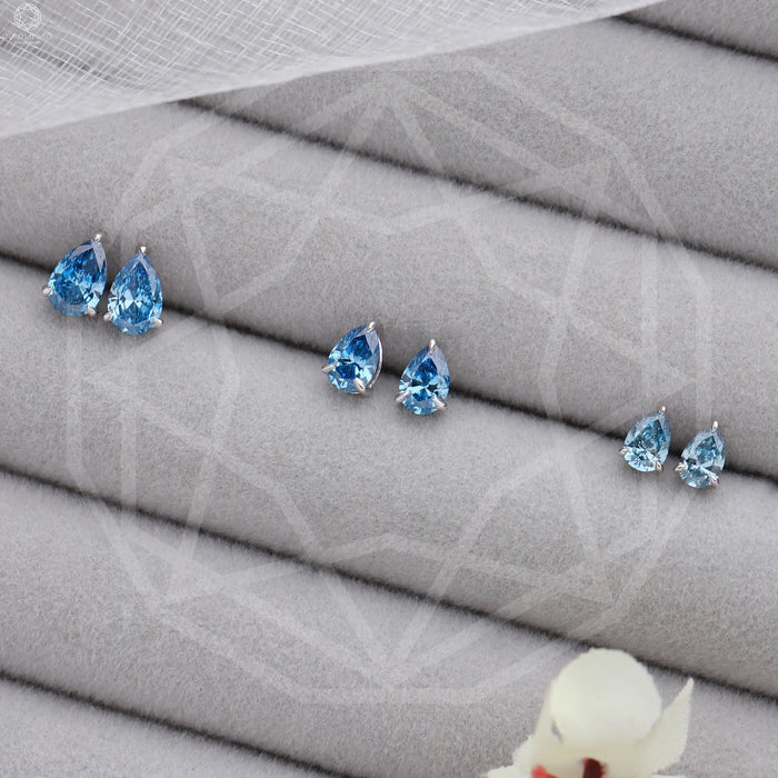 Lab Grown Blue Diamond Studs Earrings
