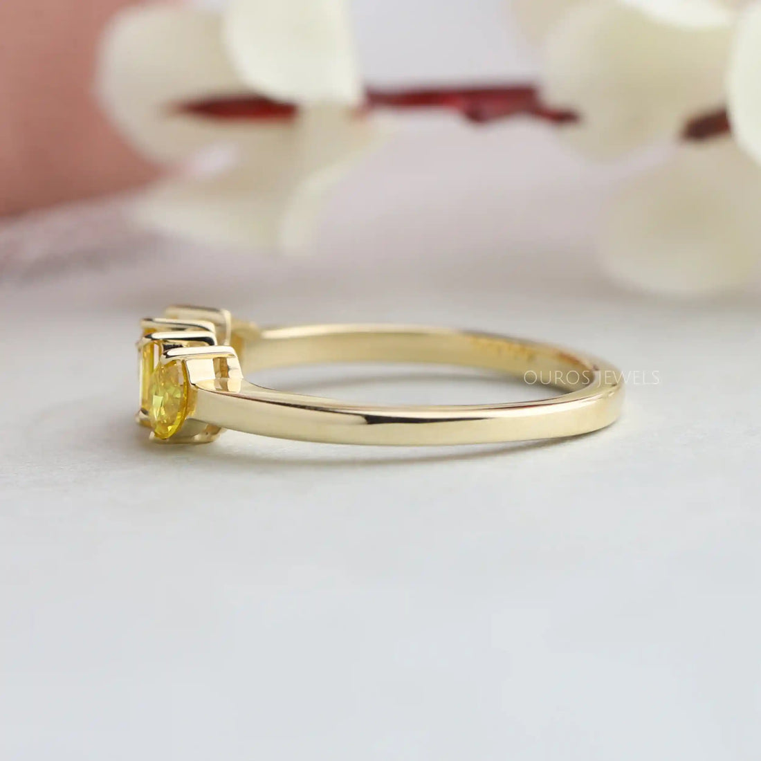 Yellow Marquise And Emerald Diamond Ring