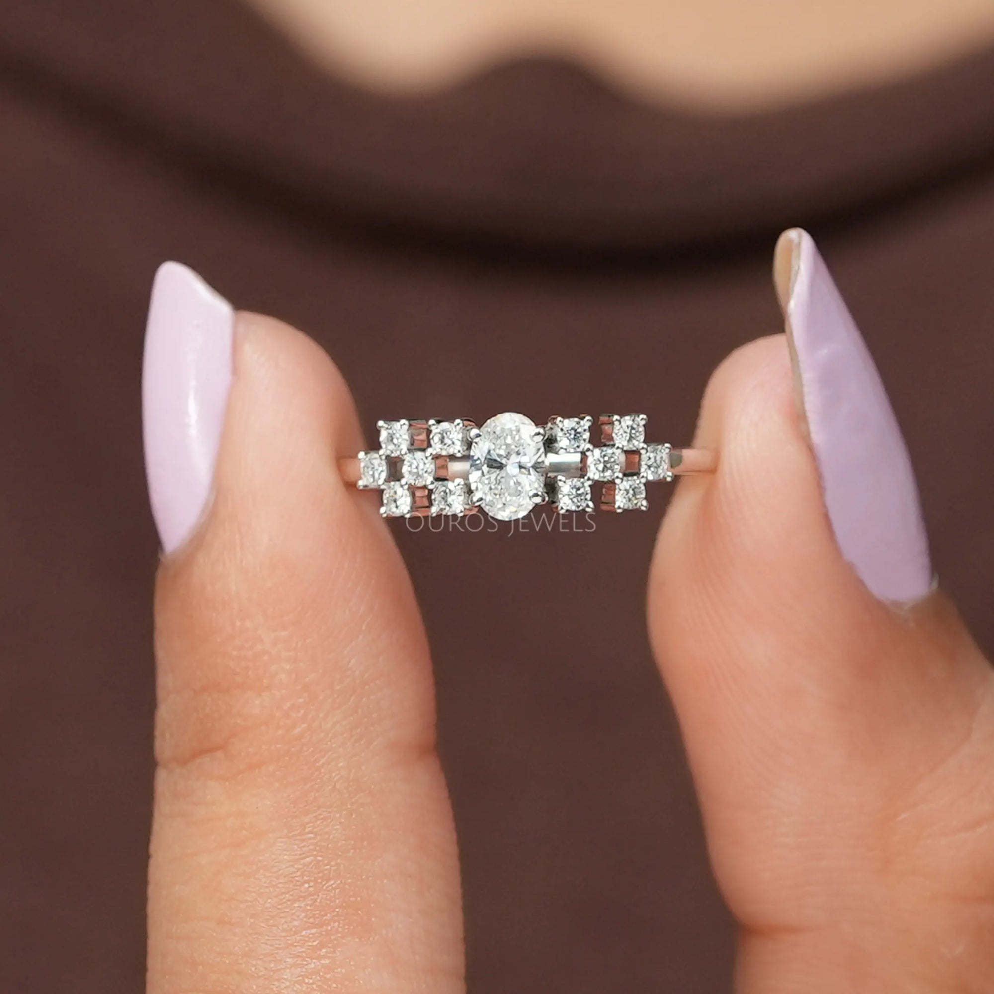 Oval Cut Cluster Diamond Ring