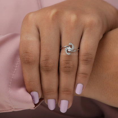 Pear Cut Lab Cluster Diamond Bypass Ring