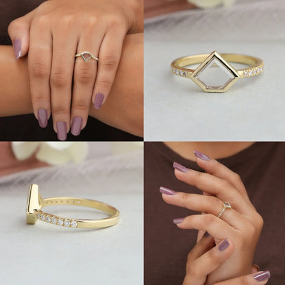 Pentagon Portrait Cut Lab Diamond Solitaire Ring