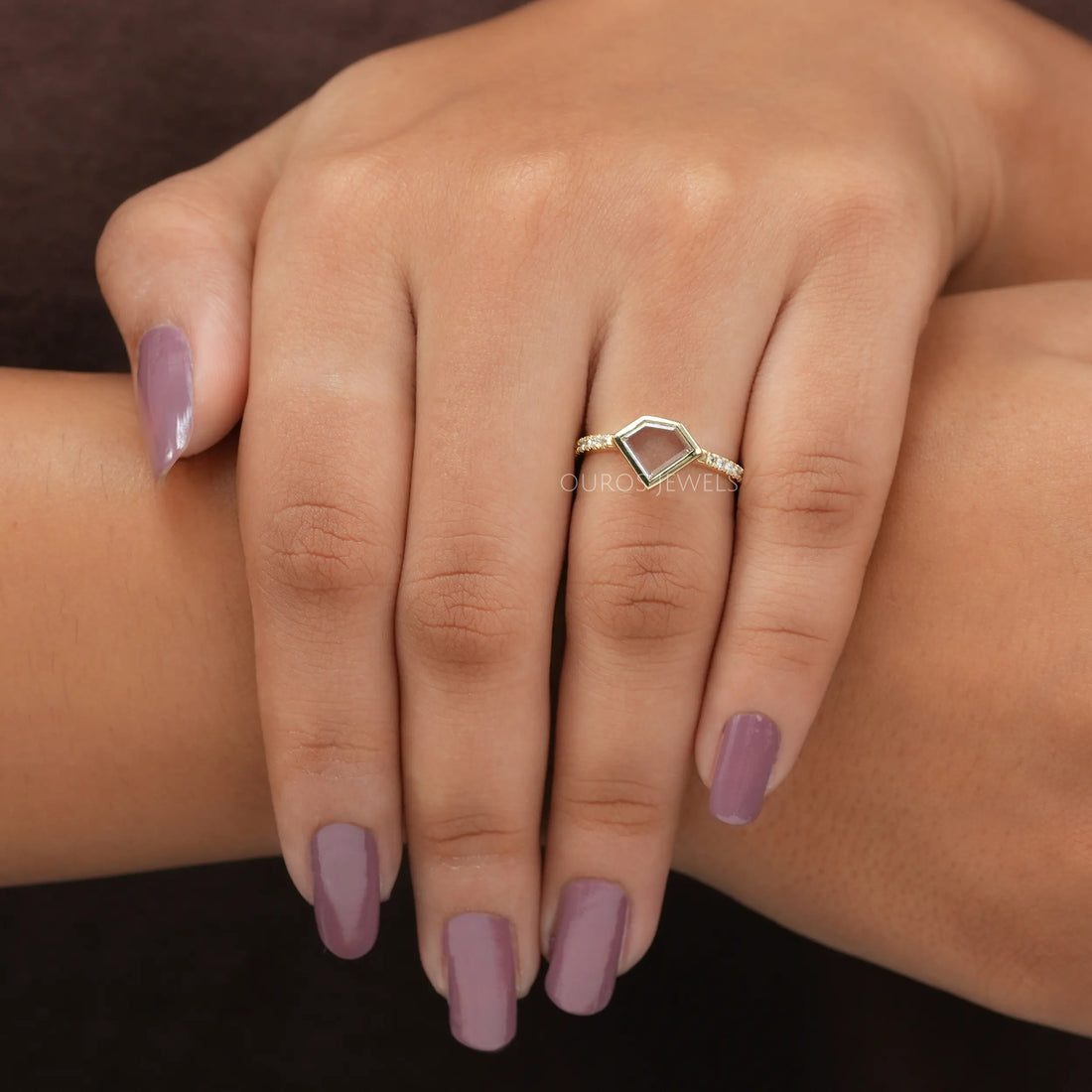 Pentagon Portrait Cut Lab Diamond Solitaire Ring