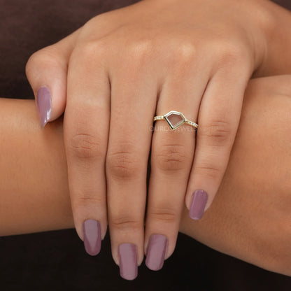 Pentagon Portrait Cut Lab Diamond Solitaire Ring