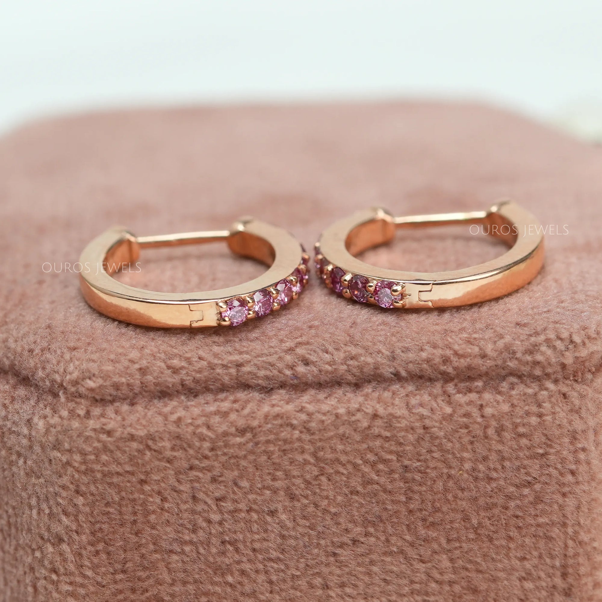 Fancy Round Cut Lab Grown Diamond Hoop Huggie Earrings Earring