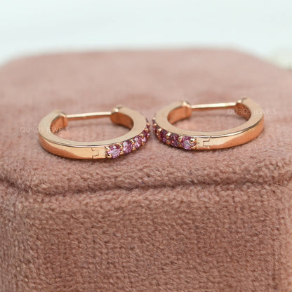 Fancy Round Cut Lab Grown Diamond Hoop Huggie Earrings Earring