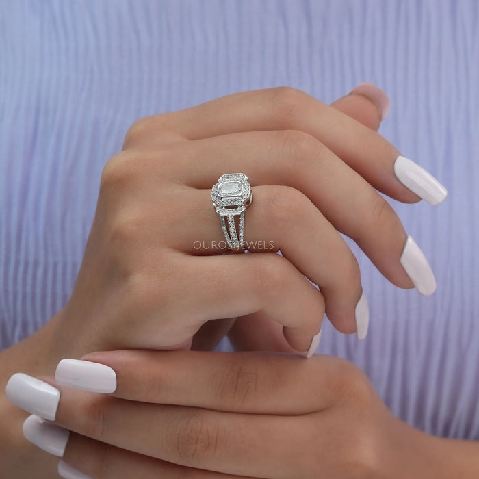 Radiant Cut Cluster Diamond Engagement Ring