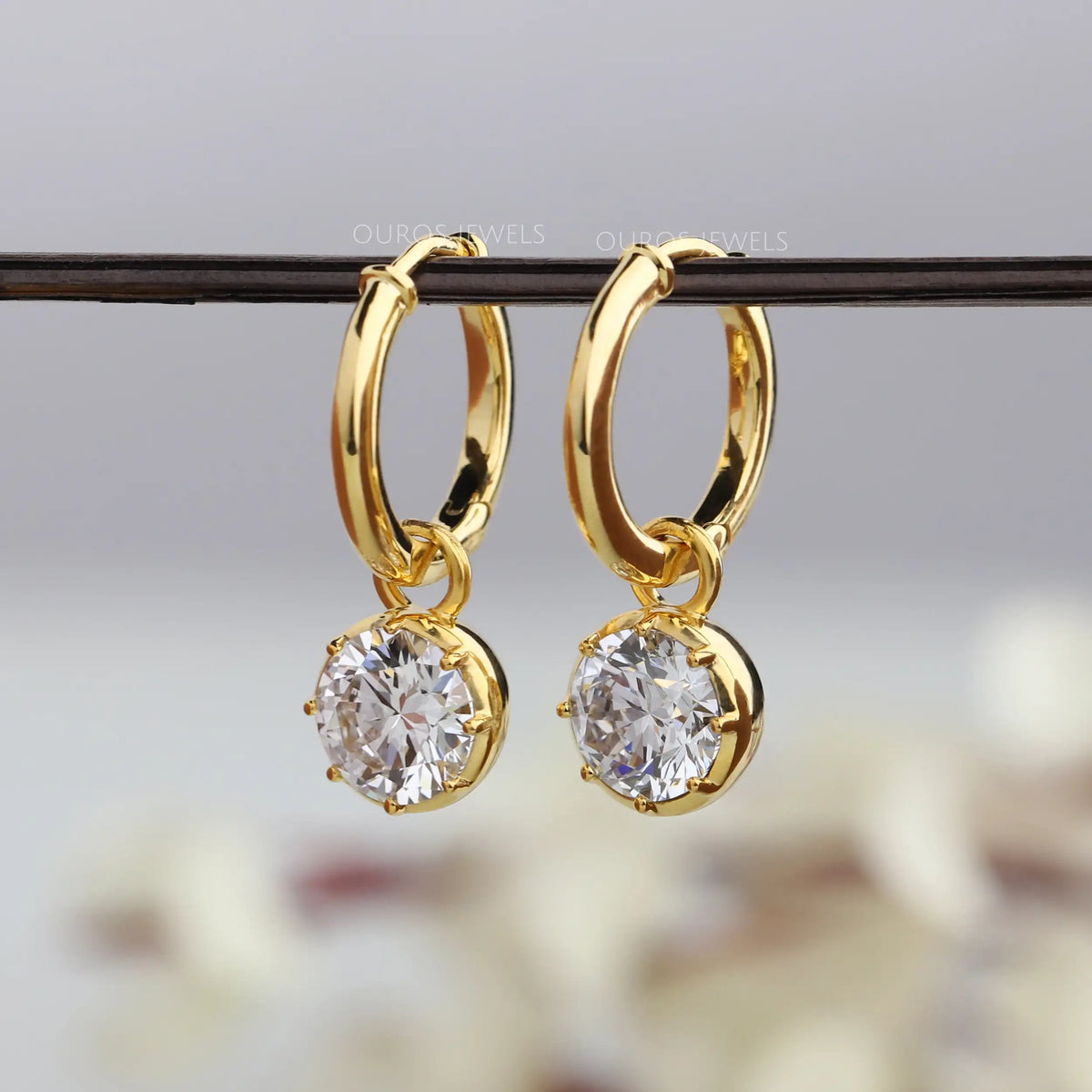 Round Diamond Drop Dangle Earrings