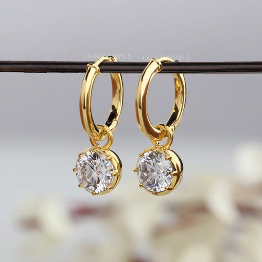 Round Diamond Drop Dangle Earrings