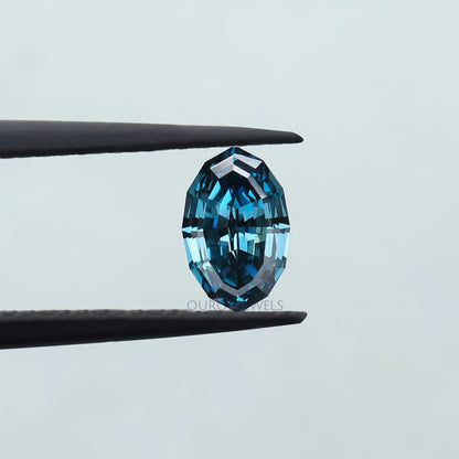 1.03 Carat Step Cut Blue Oval Lab Grown Diamond Loose
