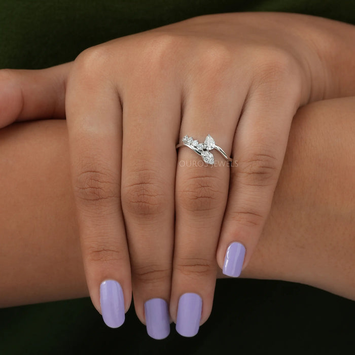 Pear Cut Lab Grown Diamond Bypass Ring