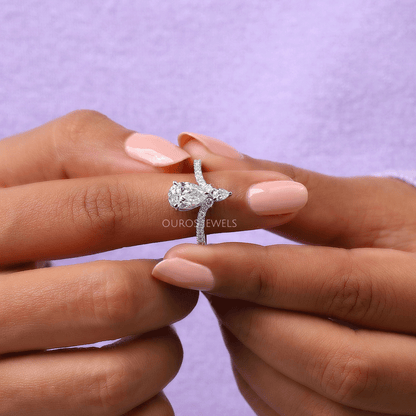 Chevron Shaped Pear Cut Engagement Ring