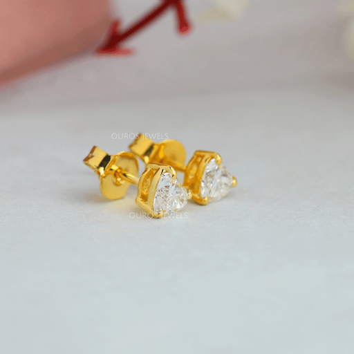 Yellow Gold Heart Shape Lab Diamond Stud Earrings Earring