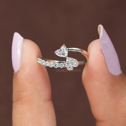 Heart Diamond Bypass Set Dainty Ring