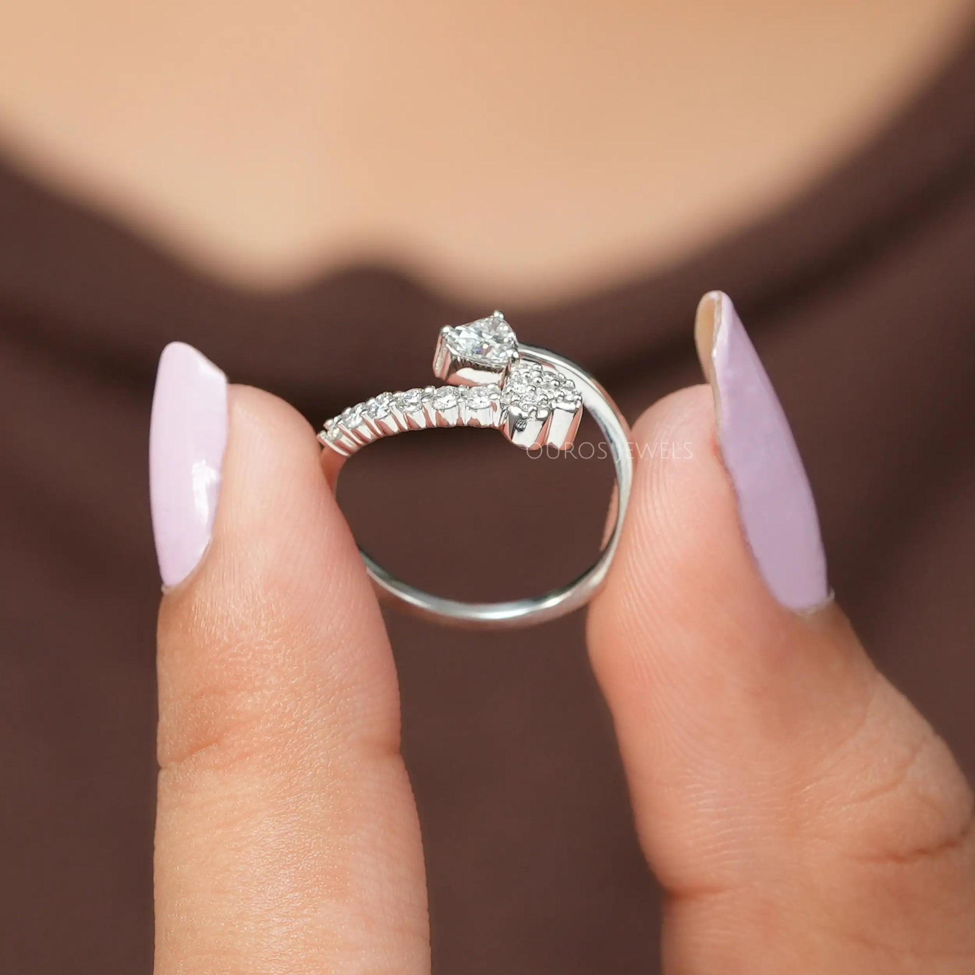 Heart Diamond Bypass Set Dainty Ring
