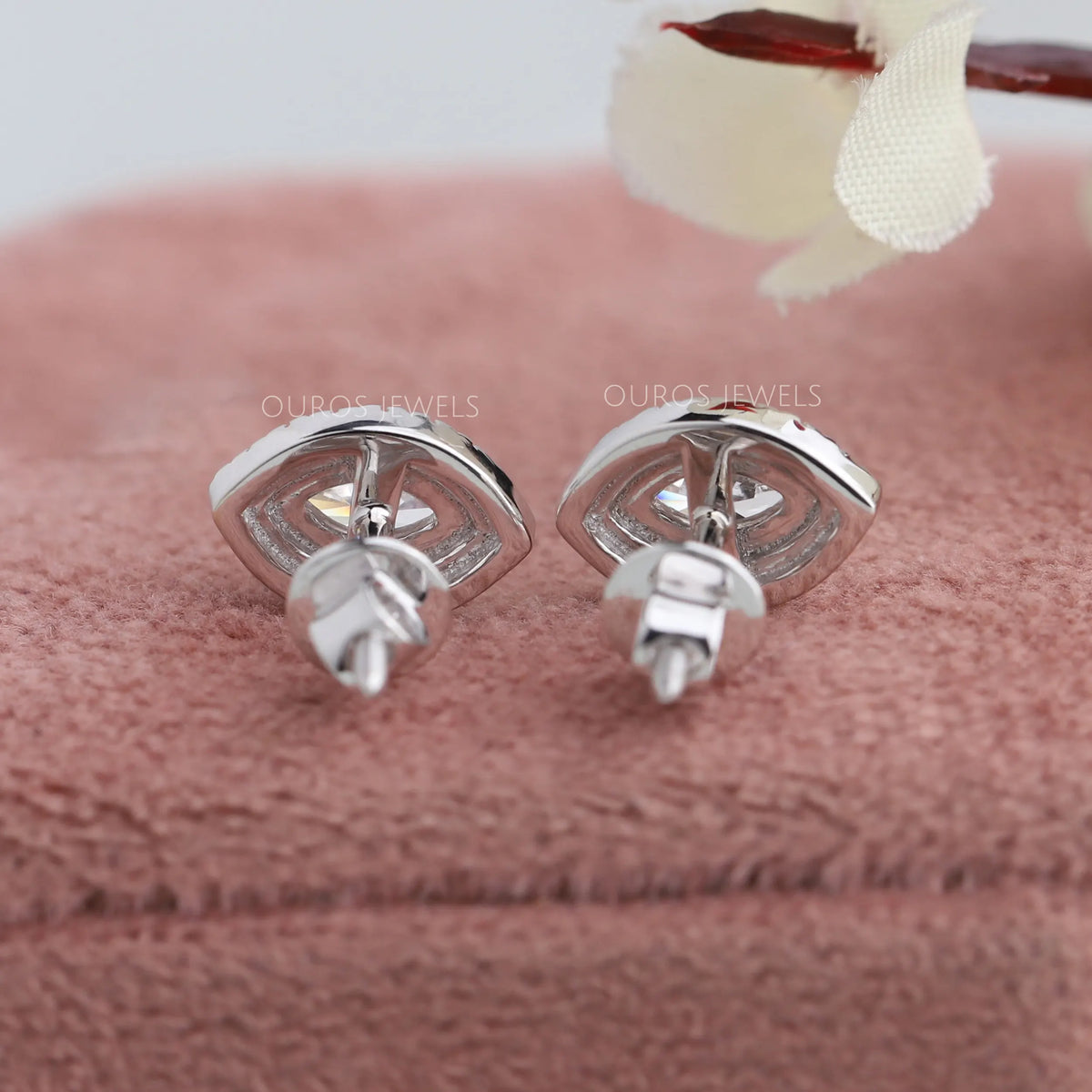Halo Marquise Shape Lab Diamond Stud Earrings