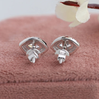 Halo Marquise Shape Lab Diamond Stud Earrings