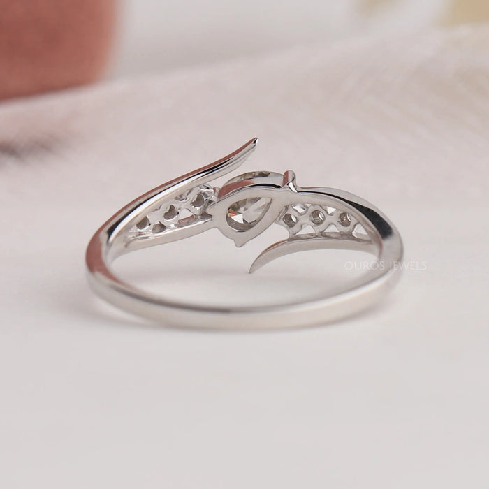Olive Pear Diamond Bypass Ring